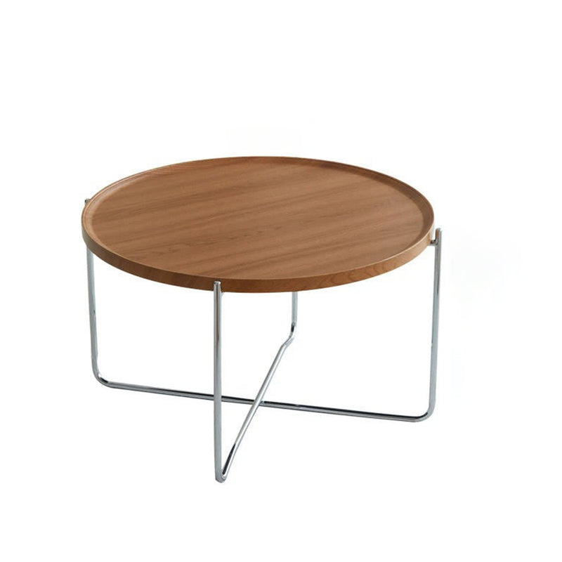 Modern Minimalist Round Border Design MDF Iron Coffee Table 1-Tier For Living Room
