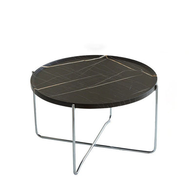 Modern Minimalist Round Border Design MDF Iron Coffee Table 1-Tier For Living Room