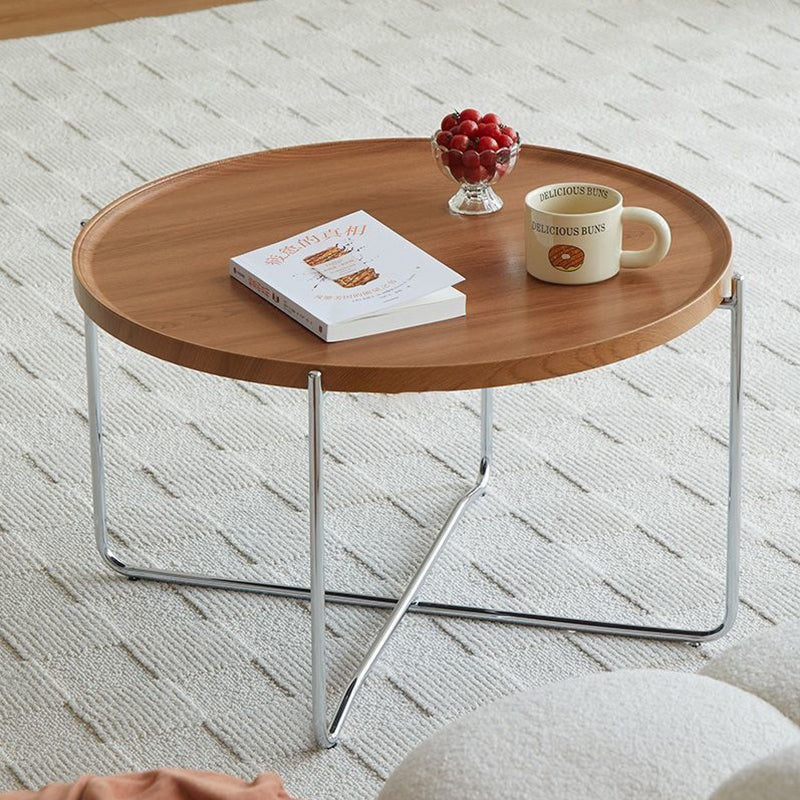 Modern Minimalist Round Border Design MDF Iron Coffee Table 1-Tier For Living Room