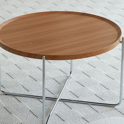 Modern Minimalist Round Border Design MDF Iron Coffee Table 1-Tier For Living Room