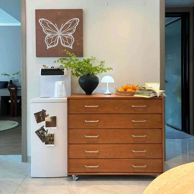 Traditional Vintage Multi-Layer Large Capacity Rectangular Eco-Friendly Engineered Wood Metal Storage Cabinet 5-Drawer For Living Room &amp; Bedroom
