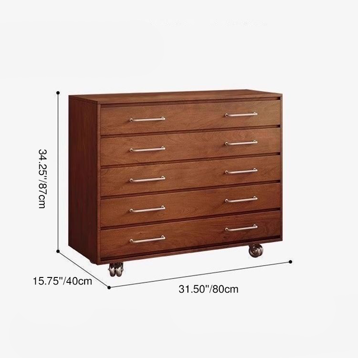 Traditional Vintage Multi-Layer Large Capacity Rectangular Eco-Friendly Engineered Wood Metal Storage Cabinet 5-Drawer For Living Room & Bedroom