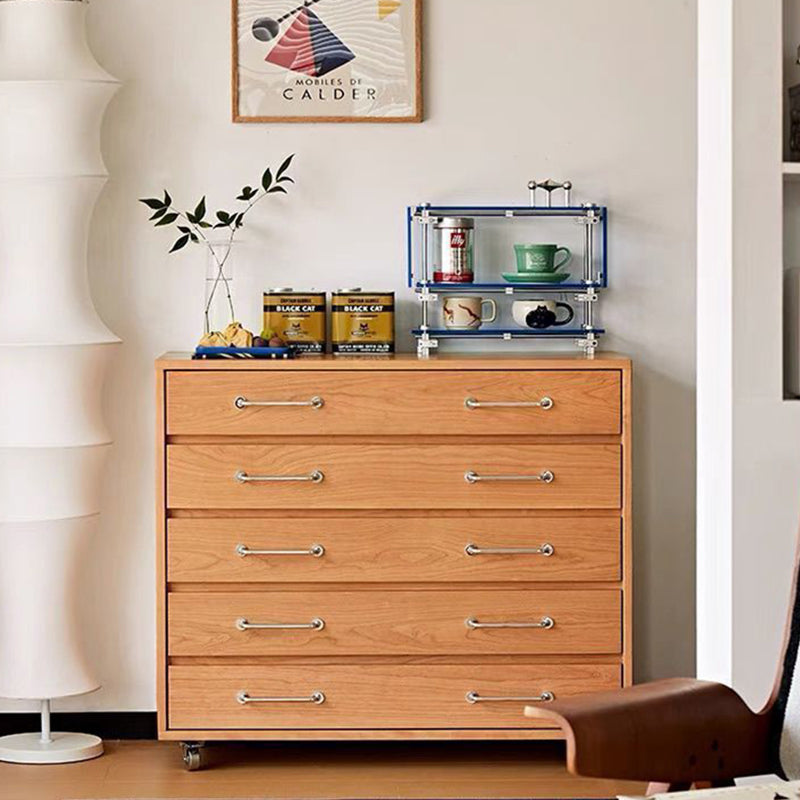 Traditional Vintage Multi-Layer Large Capacity Rectangular Eco-Friendly Engineered Wood Metal Storage Cabinet 5-Drawer For Living Room &amp; Bedroom