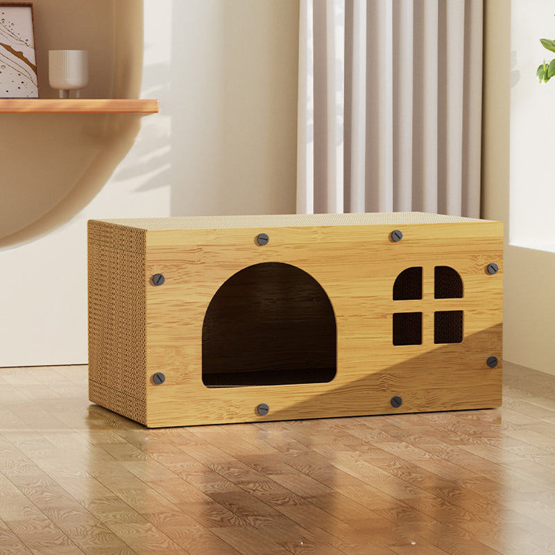Traditional Farmhouse Integrated Rectangular MDF Corrugated Paper Sturdy Cat Beds 1-Cabinet For Living Room