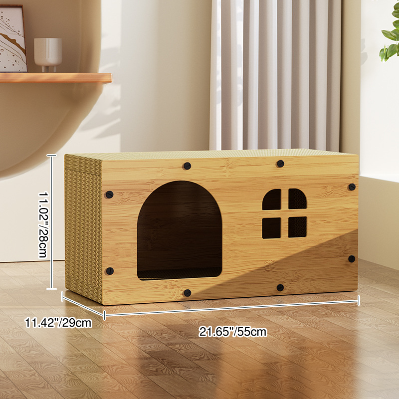 Traditional Farmhouse Integrated Rectangular MDF Corrugated Paper Sturdy Cat Beds 1-Cabinet For Living Room