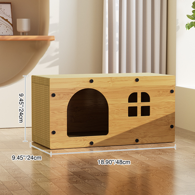 Traditional Farmhouse Integrated Rectangular MDF Corrugated Paper Sturdy Cat Beds 1-Cabinet For Living Room