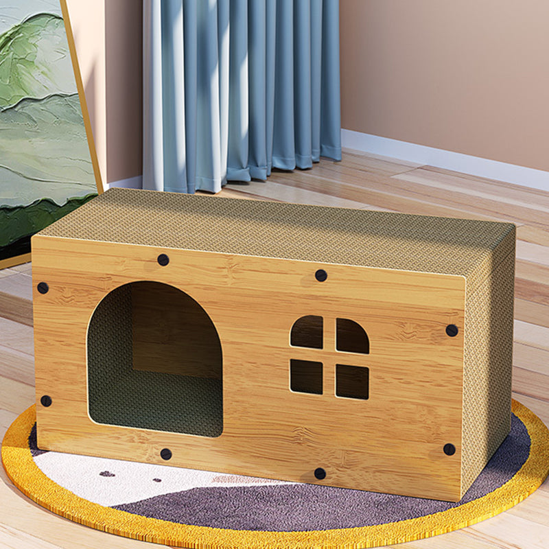 Traditional Farmhouse Integrated Rectangular MDF Corrugated Paper Sturdy Cat Beds 1-Cabinet For Living Room