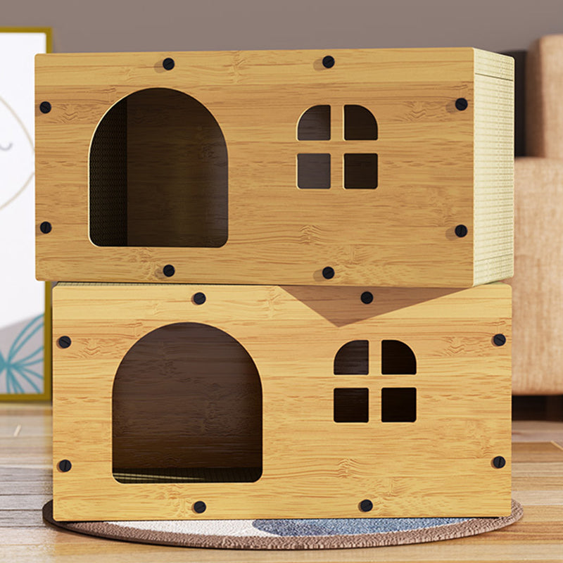 Traditional Farmhouse Integrated Rectangular MDF Corrugated Paper Sturdy Cat Beds 1-Cabinet For Living Room