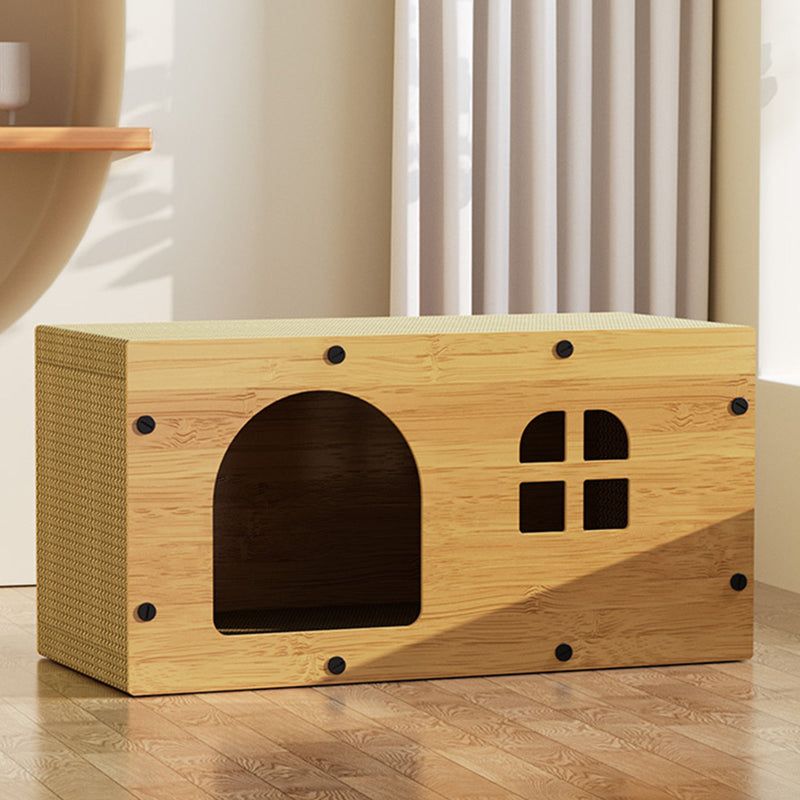 Traditional Farmhouse Integrated Rectangular MDF Corrugated Paper Sturdy Cat Beds 1-Cabinet For Living Room