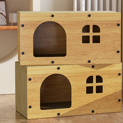 Traditional Farmhouse Integrated Rectangular MDF Corrugated Paper Sturdy Cat Beds 1-Cabinet For Living Room