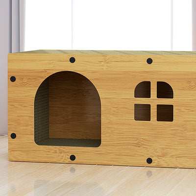 Traditional Farmhouse Integrated Rectangular MDF Corrugated Paper Sturdy Cat Beds 1-Cabinet For Living Room