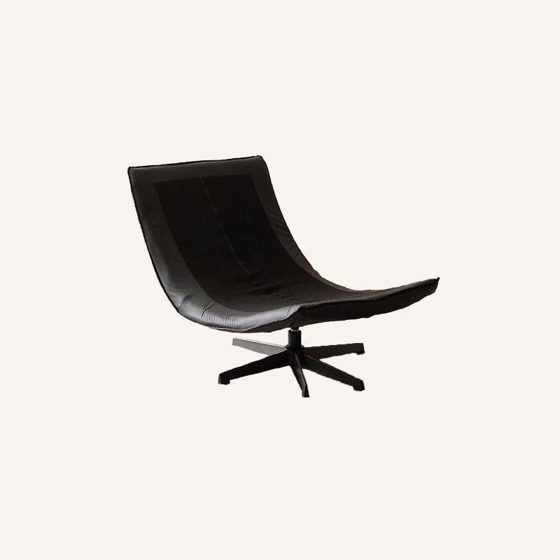 Sillón auxiliar desmontable contemporáneo escandinavo giratorio con forma de arco, de chenilla, cuero sintético, acero al carbono, algodón afelpado y espuma, con respaldo y sin reposabrazos, para sala de estar y dormitorio 