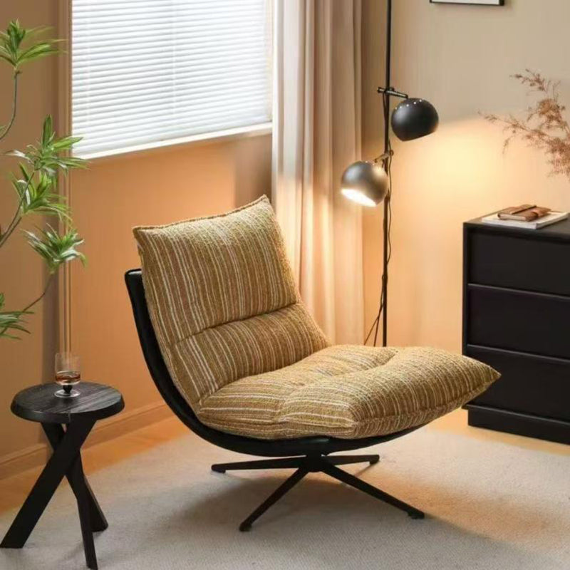 Contemporary Scandinavian Rotatable Arc-Shaped Chenille Carbon Steel Plush Cotton Sponge Lazy Detachable Accent Chair Backrest Armless For Living Room & Bedroom