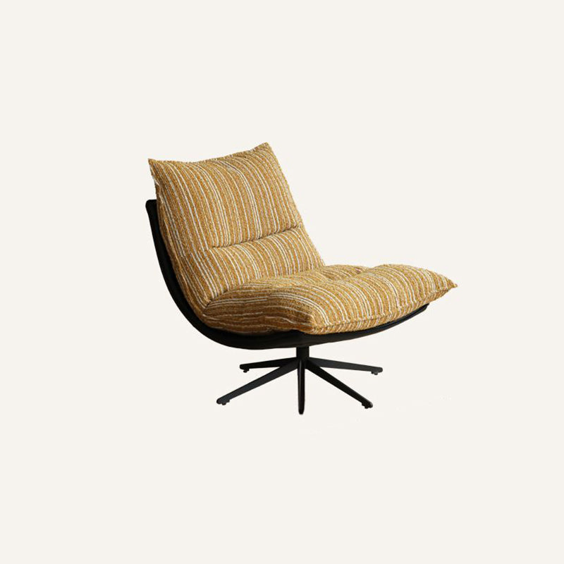 Sillón auxiliar desmontable contemporáneo escandinavo giratorio con forma de arco, de chenilla, cuero sintético, acero al carbono, algodón afelpado y espuma, con respaldo y sin reposabrazos, para sala de estar y dormitorio 