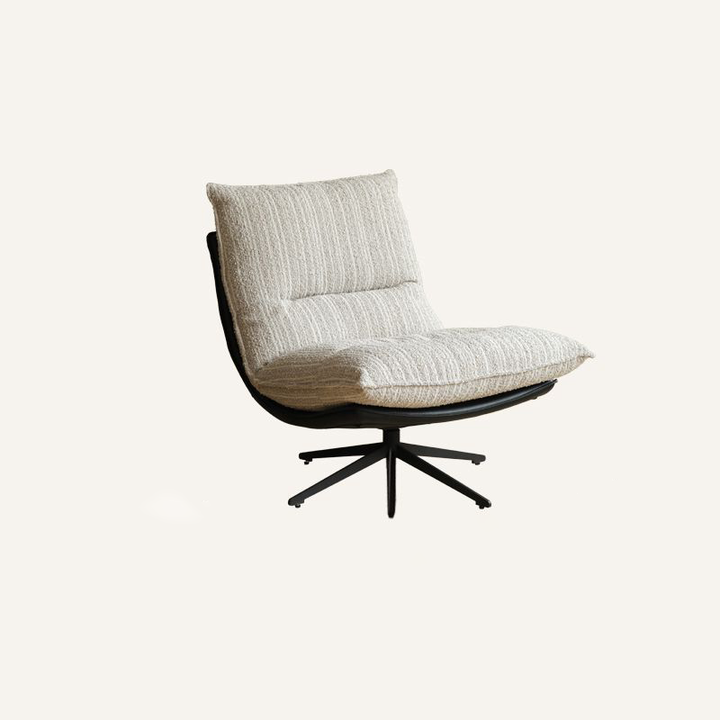Sillón auxiliar desmontable contemporáneo escandinavo giratorio con forma de arco, de chenilla, cuero sintético, acero al carbono, algodón afelpado y espuma, con respaldo y sin reposabrazos, para sala de estar y dormitorio 