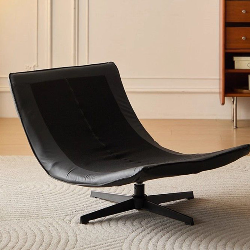 Sillón auxiliar desmontable contemporáneo escandinavo giratorio con forma de arco, de chenilla, cuero sintético, acero al carbono, algodón afelpado y espuma, con respaldo y sin reposabrazos, para sala de estar y dormitorio 