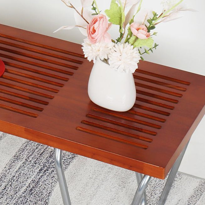 Banc linéaire moderne minimaliste en fer et bois, sans dossier ni accoudoirs, pour salon et chambre 
