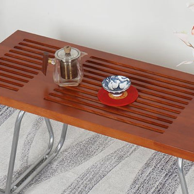 Modern Minimalist Linear Iron Wood Bench Backless Armless For Living Room & Bedroom