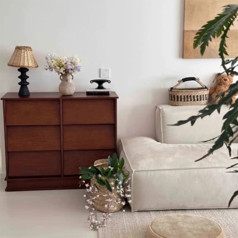 Aparador rectangular contemporáneo retro de persiana veneciana, ecológico, de madera de ingeniería MDF y acero al carbono, con 6/9 cajones, para salón y dormitorio 
