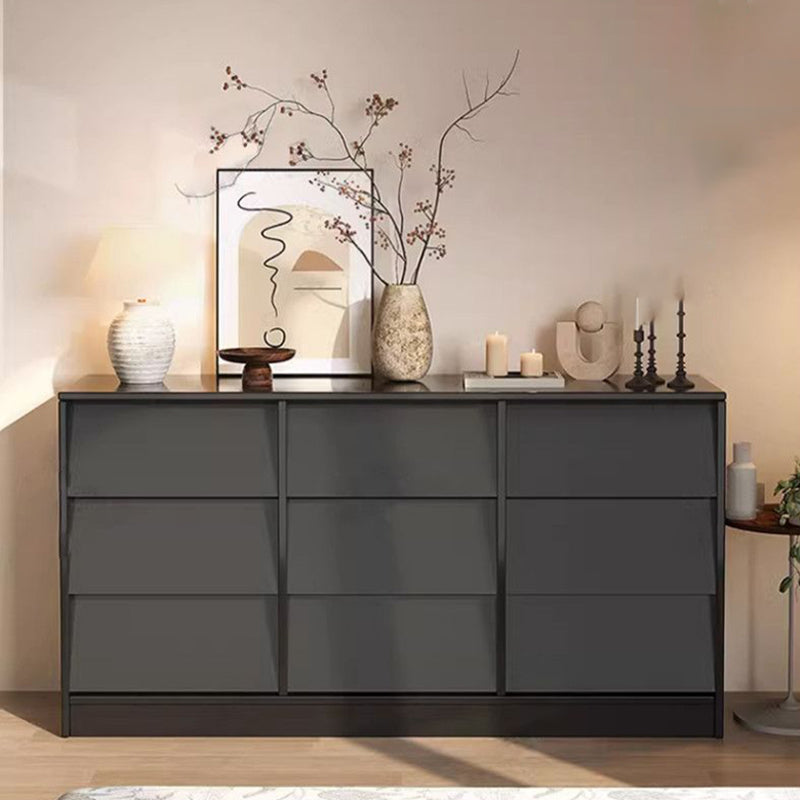 Aparador rectangular contemporáneo retro de persiana veneciana, ecológico, de madera de ingeniería MDF y acero al carbono, con 6/9 cajones, para salón y dormitorio 