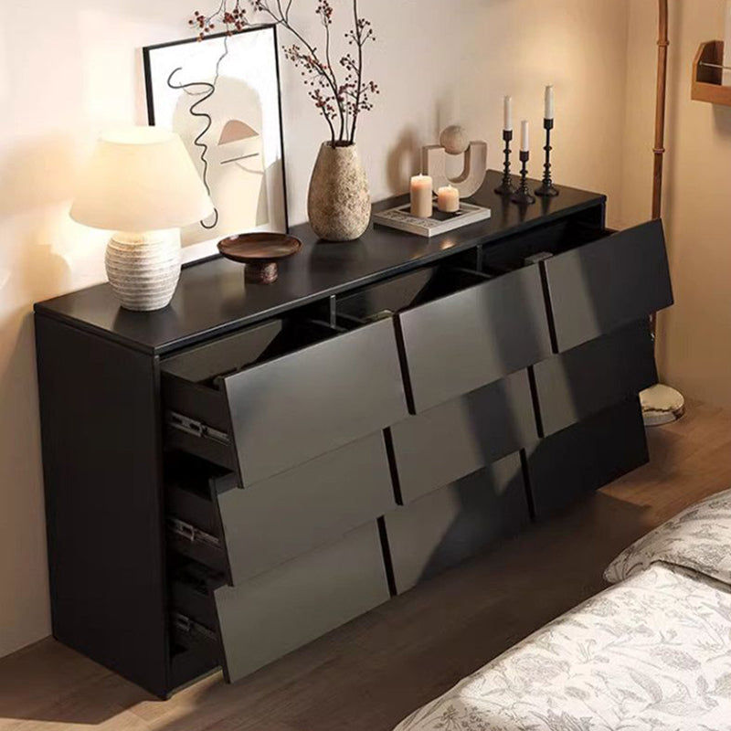 Contemporary Retro Venetian Blind Rectangular Pine Wood Carbon Steel Storage Cabinet 6/9-Drawer For Living Room & Bedroom