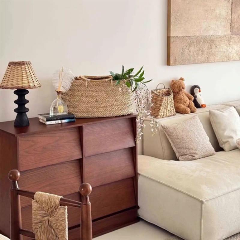 Aparador rectangular contemporáneo retro de persiana veneciana, ecológico, de madera de ingeniería MDF y acero al carbono, con 6/9 cajones, para salón y dormitorio 