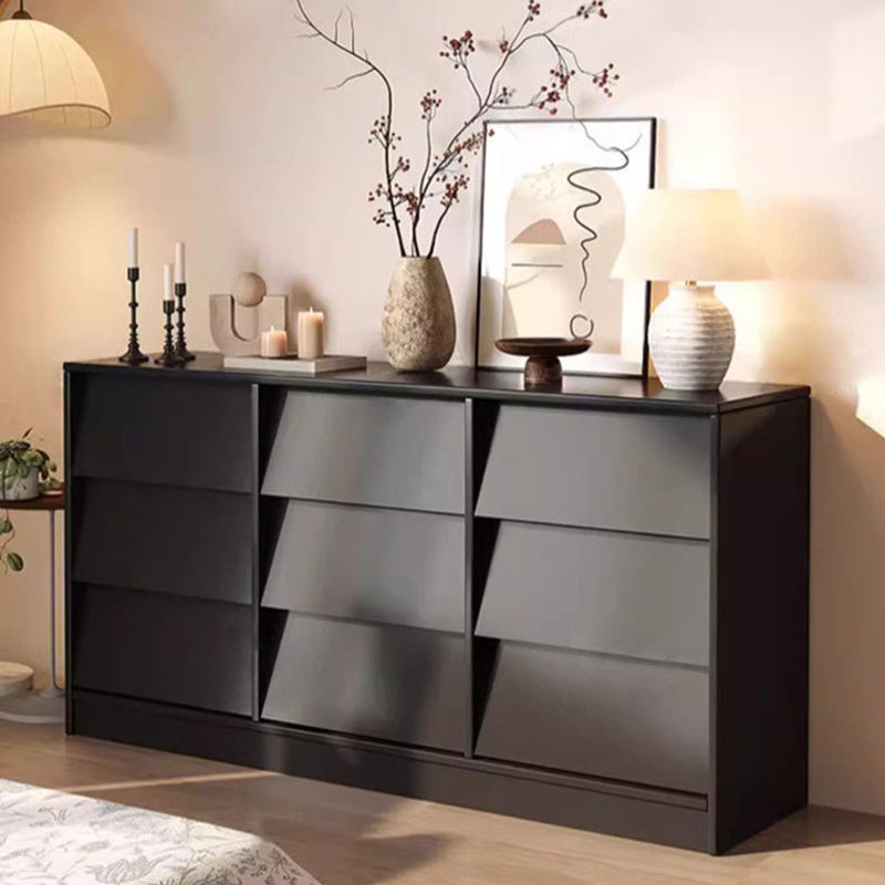 Contemporary Retro Venetian Blind Rectangular Pine Wood Carbon Steel Storage Cabinet 6/9-Drawer For Living Room & Bedroom