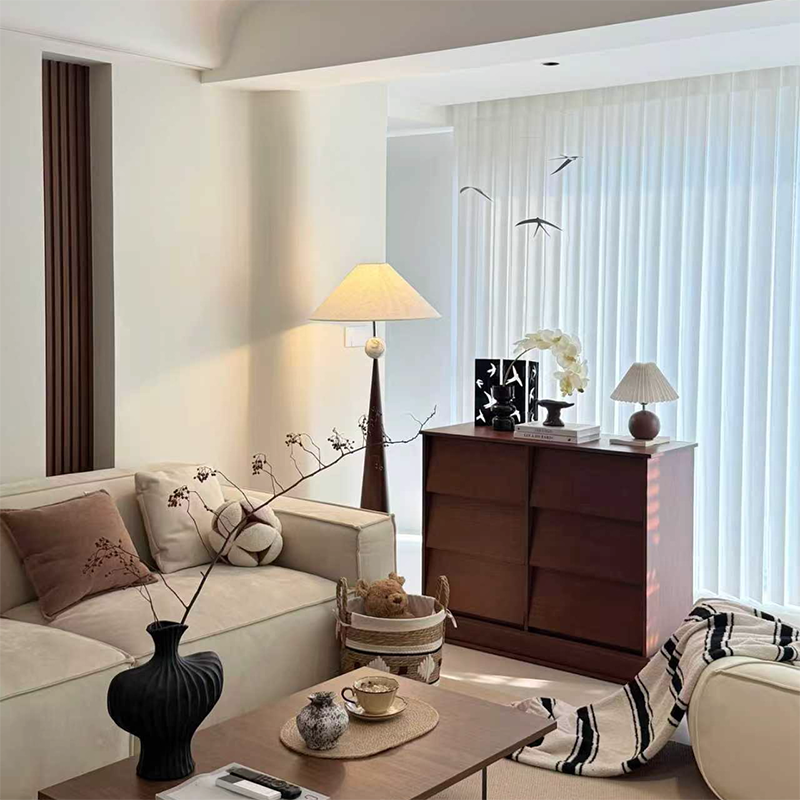 Aparador rectangular contemporáneo retro de persiana veneciana, ecológico, de madera de ingeniería MDF y acero al carbono, con 6/9 cajones, para salón y dormitorio 