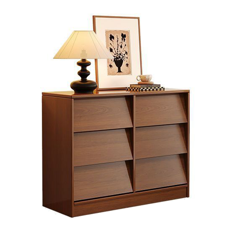 Contemporary Retro Venetian Blind Rectangular Pine Wood Carbon Steel Storage Cabinet 6/9-Drawer For Living Room & Bedroom