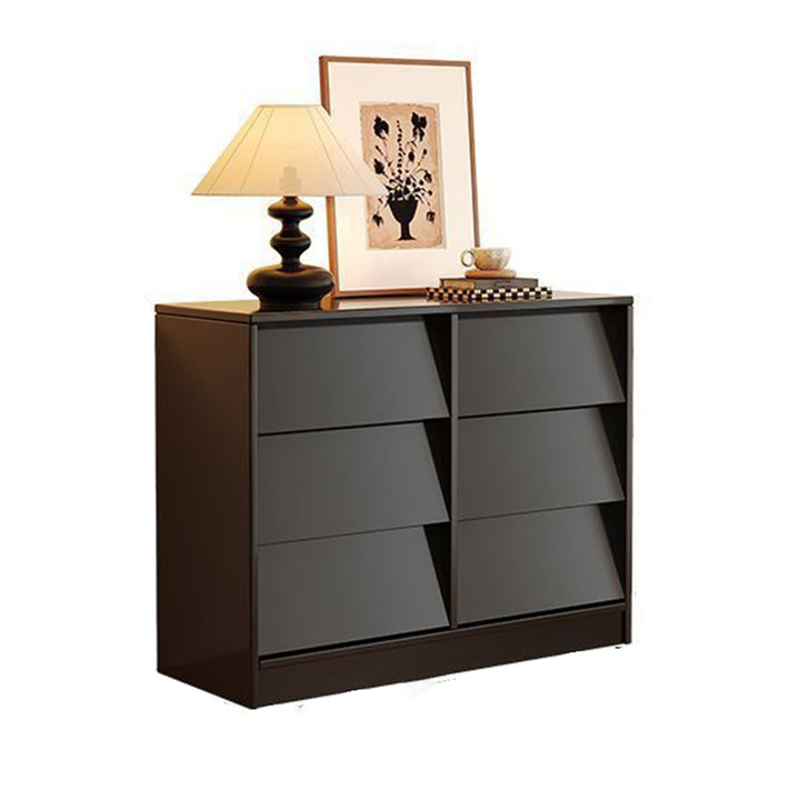 Aparador rectangular contemporáneo retro de persiana veneciana, ecológico, de madera de ingeniería MDF y acero al carbono, con 6/9 cajones, para salón y dormitorio 