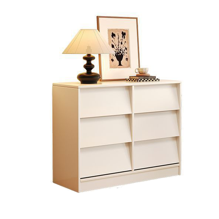 Aparador rectangular contemporáneo retro de persiana veneciana, ecológico, de madera de ingeniería MDF y acero al carbono, con 6/9 cajones, para salón y dormitorio 