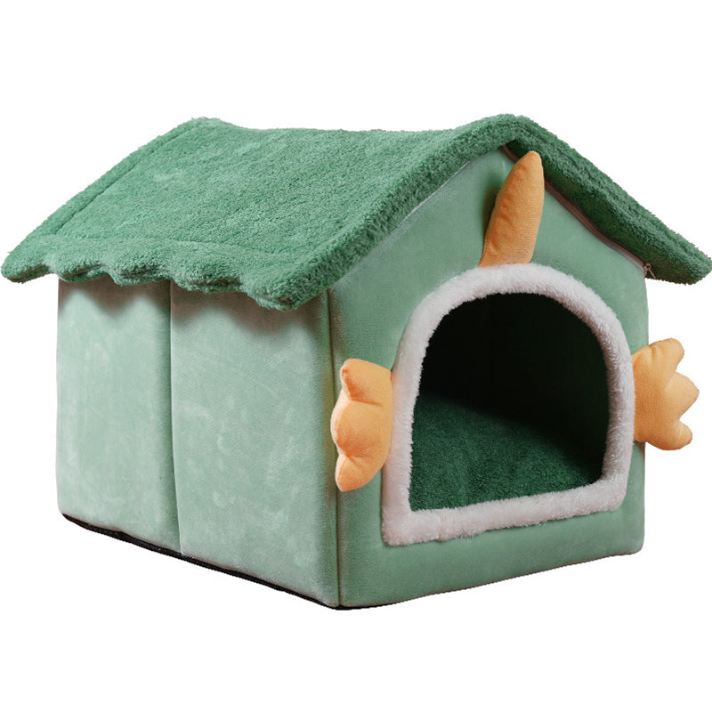Modern Art Deco House-Shaped Flannelette Drop-Molded Fabric Detachable Cat Beds 1-Tier For Living Room