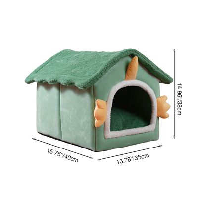 Modern Art Deco House-Shaped Flannelette Drop-Molded Fabric Detachable Cat Beds 1-Tier For Living Room