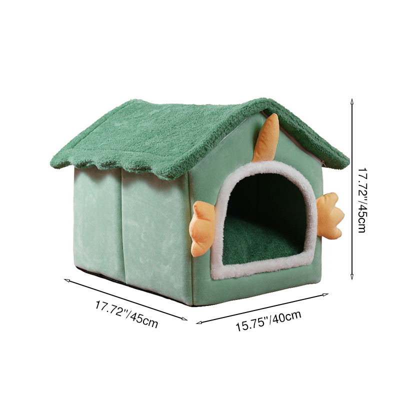 Modern Art Deco House-Shaped Flannelette Drop-Molded Fabric Detachable Cat Beds 1-Tier For Living Room