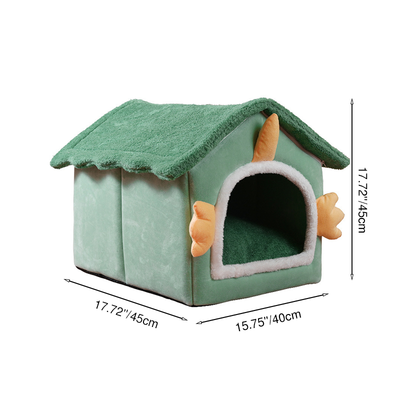 Modern Art Deco House-Shaped Flannelette Drop-Molded Fabric Detachable Cat Beds 1-Tier For Living Room
