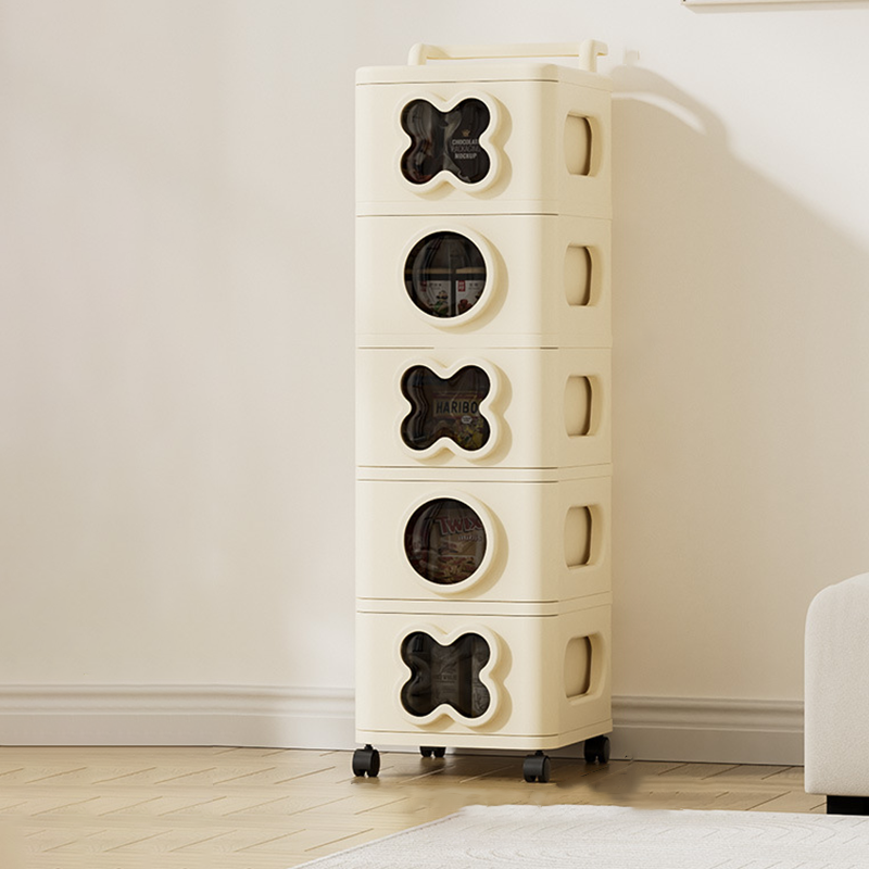 Modern Minimalist Multi-Layer Rectangular PP Movable Storage Cabinet 3/4/5-Cabinet For Living Room