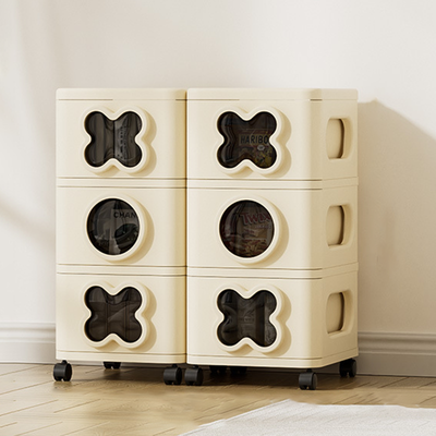 Modern Minimalist Multi-Layer Rectangular PP Movable Storage Cabinet 3/4/5-Cabinet For Living Room
