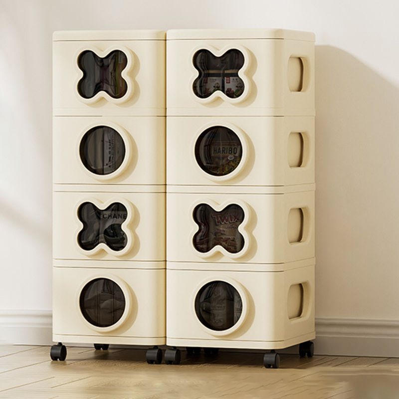 Modern Minimalist Multi-Layer Rectangular PP Movable Storage Cabinet 3/4/5-Cabinet For Living Room