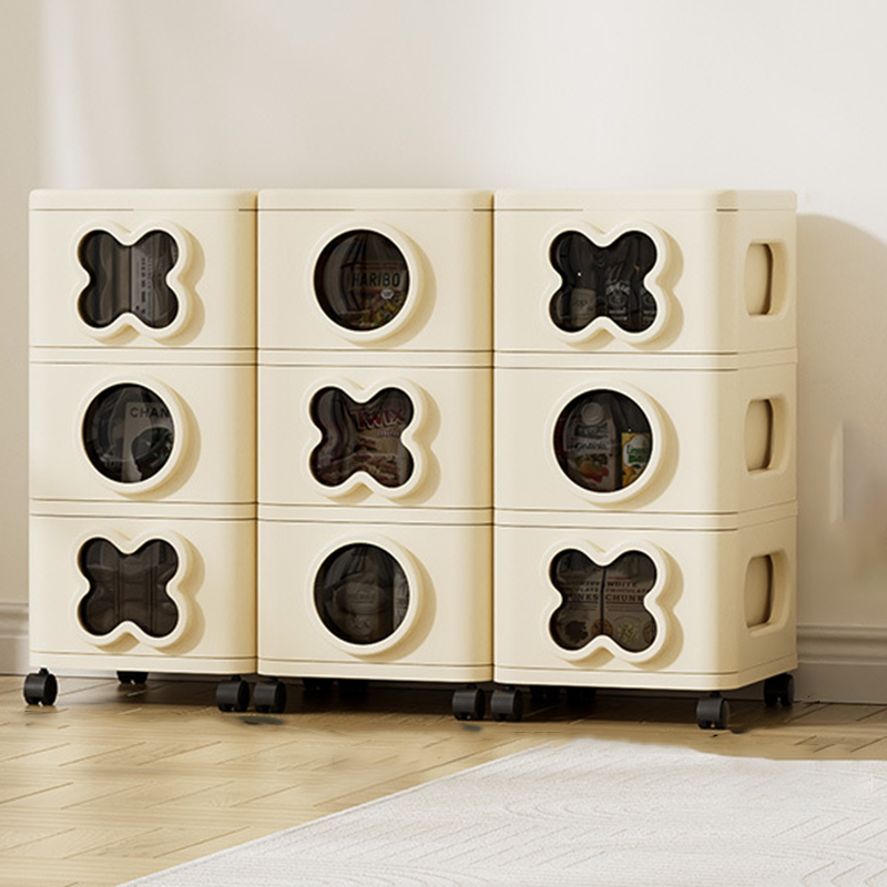 Modern Minimalist Multi-Layer Rectangular PP Movable Storage Cabinet 3/4/5-Cabinet For Living Room