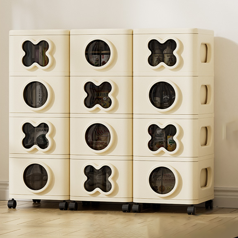 Modern Minimalist Multi-Layer Rectangular PP Movable Storage Cabinet 3/4/5-Cabinet For Living Room