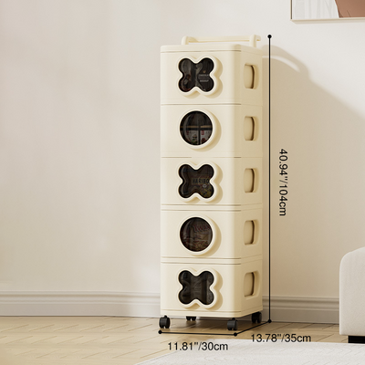 Modern Minimalist Multi-Layer Rectangular PP Movable Storage Cabinet 3/4/5-Cabinet For Living Room