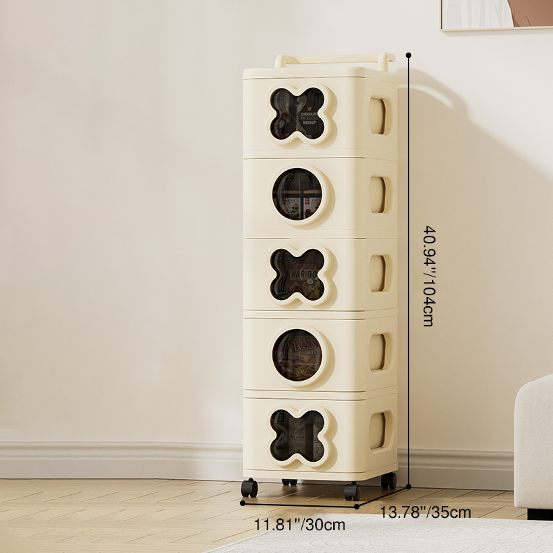 Modern Minimalist Multi-Layer Rectangular PP Movable Storage Cabinet 3/4/5-Cabinet For Living Room