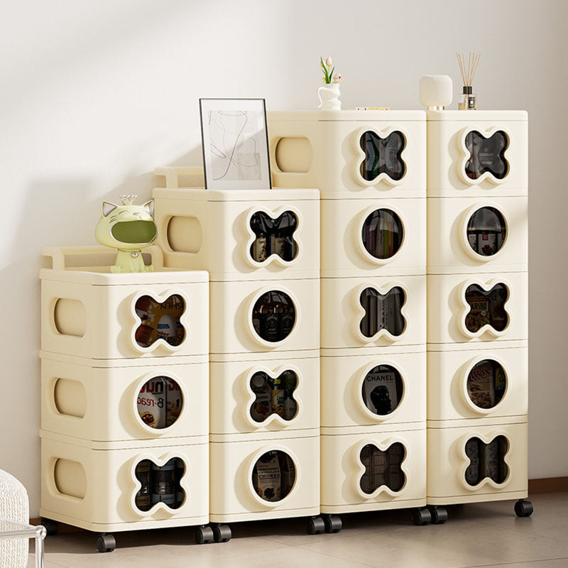 Modern Minimalist Multi-Layer Rectangular PP Movable Storage Cabinet 3/4/5-Cabinet For Living Room
