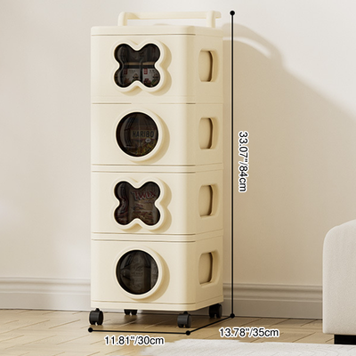 Modern Minimalist Multi-Layer Rectangular PP Movable Storage Cabinet 3/4/5-Cabinet For Living Room