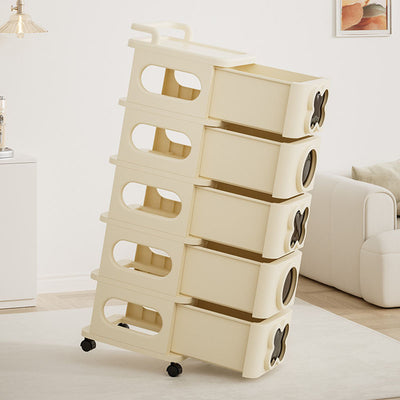 Modern Minimalist Multi-Layer Rectangular PP Movable Storage Cabinet 3/4/5-Cabinet For Living Room