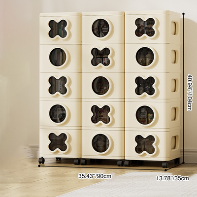 Modern Minimalist Multi-Layer Rectangular PP Movable Storage Cabinet 3/4/5-Cabinet For Living Room
