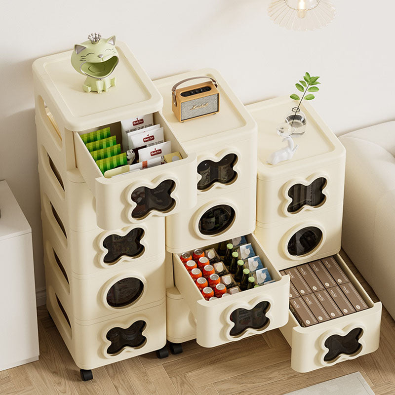 Modern Minimalist Multi-Layer Rectangular PP Movable Storage Cabinet 3/4/5-Cabinet For Living Room