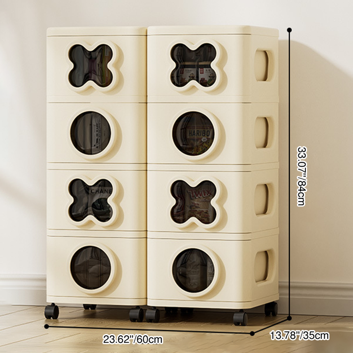 Modern Minimalist Multi-Layer Rectangular PP Movable Storage Cabinet 3/4/5-Cabinet For Living Room