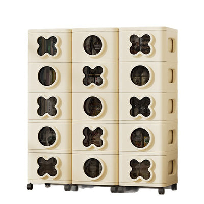 Modern Minimalist Multi-Layer Rectangular PP Movable Storage Cabinet 3/4/5-Cabinet For Living Room