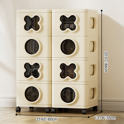 Modern Minimalist Multi-Layer Rectangular PP Movable Storage Cabinet 3/4/5-Cabinet For Living Room